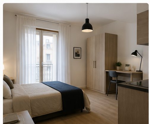 Rendering: camera con balcone