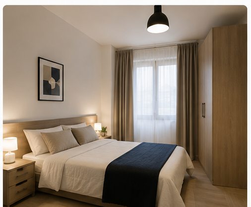 Rendering: camera con letto matrimoniale